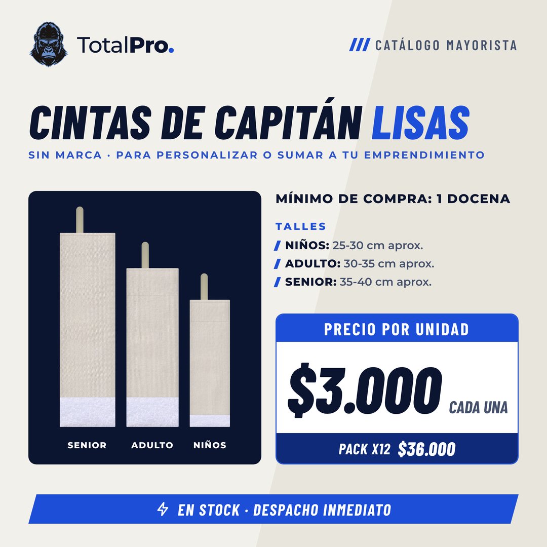 Catálogo de cintas de capitán lisas