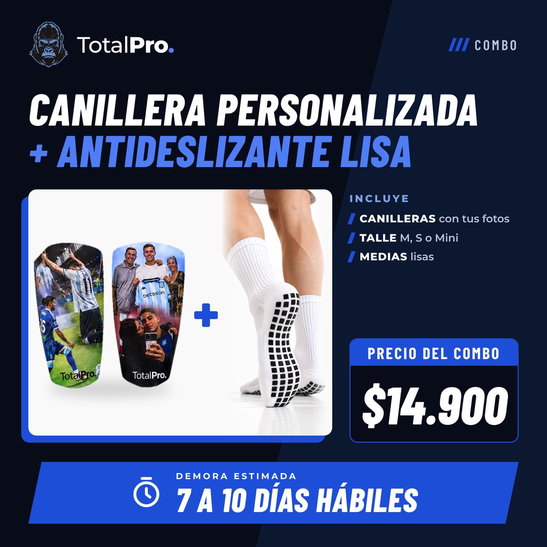 Combo de canilleras personalizadas más medias antideslizantes lisas