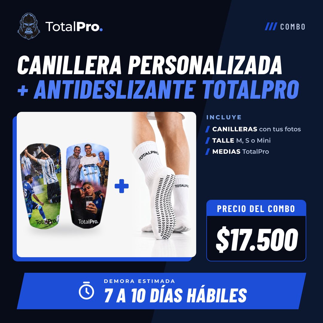 Combo de canilleras personalizadas más medias antideslizantes TotalPro