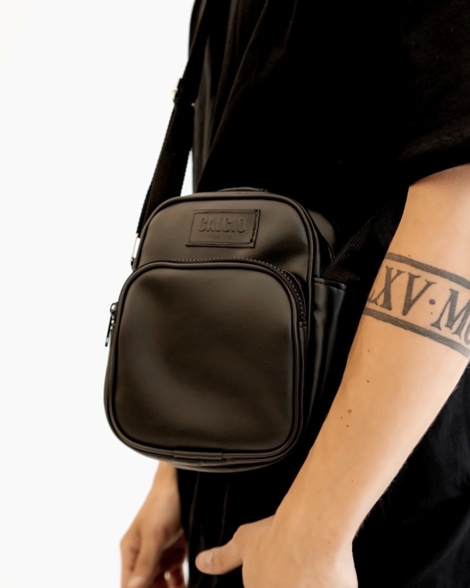 Mini morral ecocuero negro